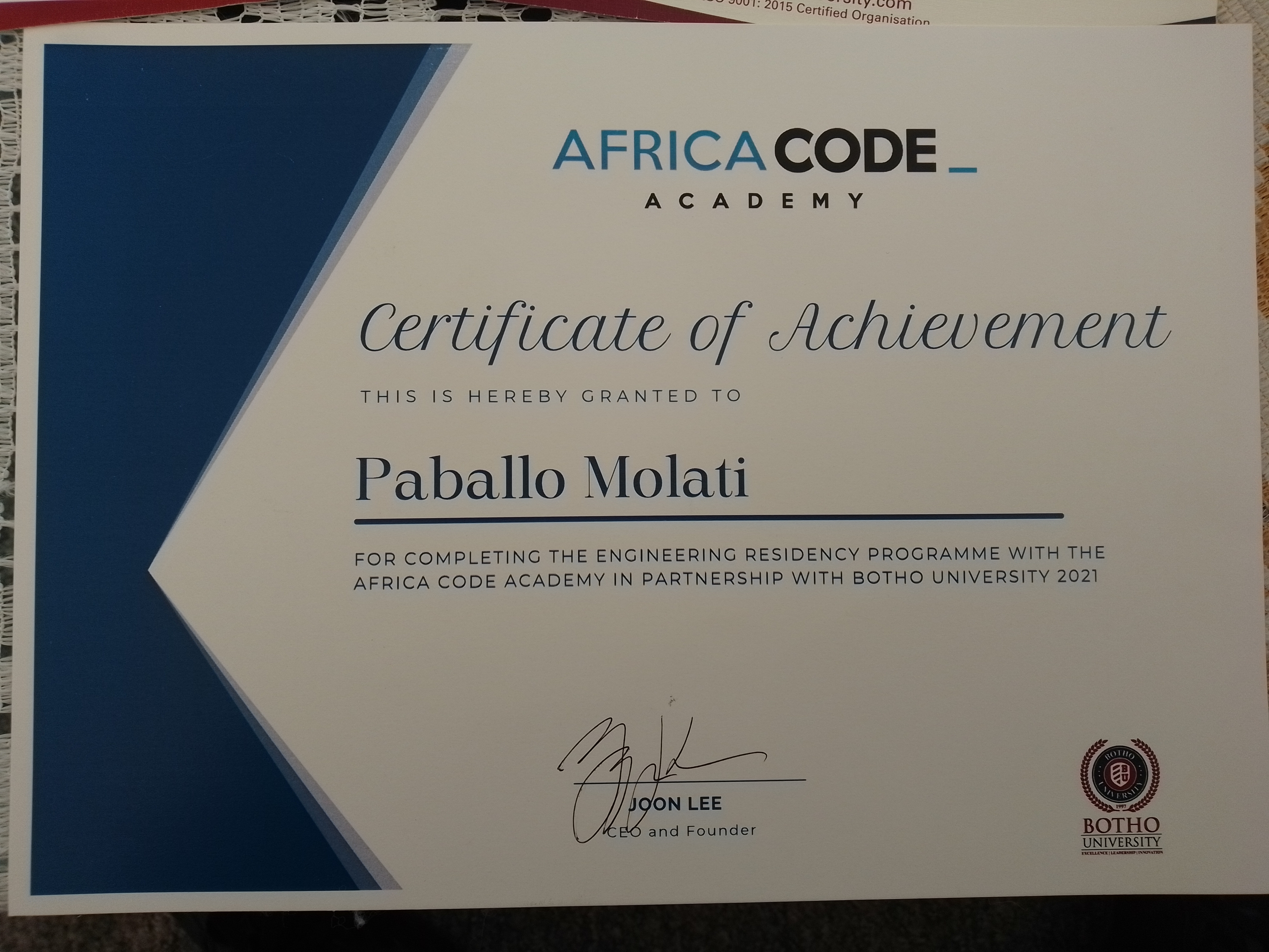 certificate